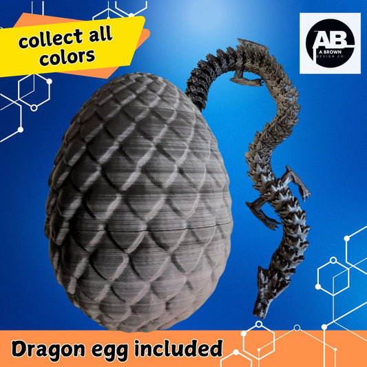 Dual-Colored Dragon w/ Egg (Black & White)